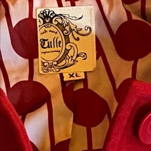 Tulle Jacket Red Blend Button Up Women's Peacoat XL - Picture 2 of 5